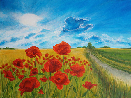 Red Poppies (akryl, plátno na rámu 50x70)